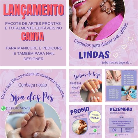 Pacote De Artes Prontas Manicure E Pedicure Nail Designer Elo