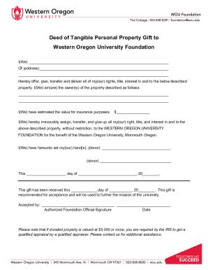 Fillable Online Deed Of Tangible Personal Property Gift To Fax Email