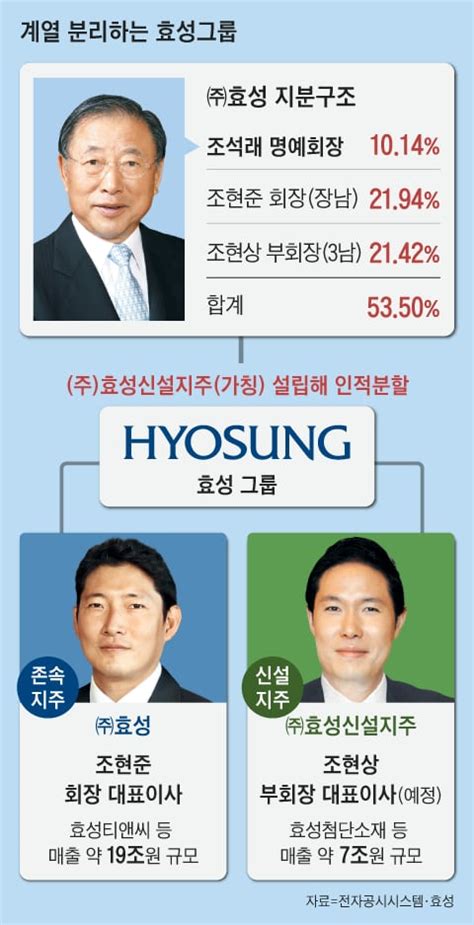 효성 형제 공동경영서 독립경영으로경영권 분쟁 여지 사라졌다 네이트 뉴스