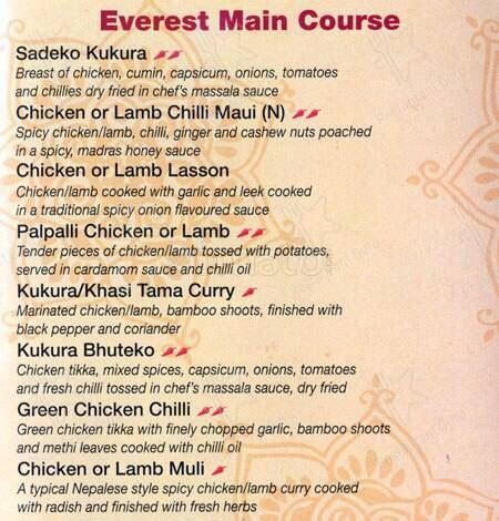 Menu At Everest Restaurant London