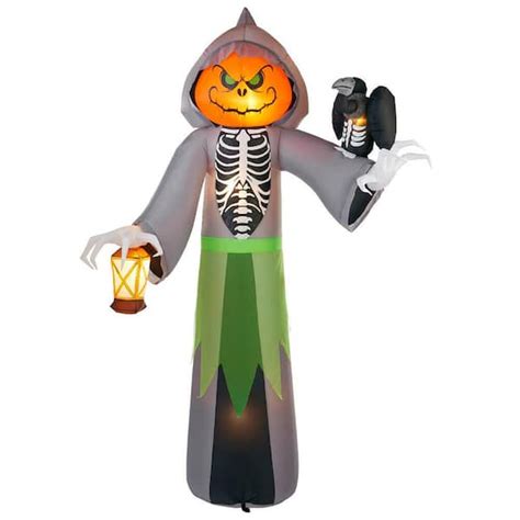 Animated Grim Reaper Halloween Inflatable Town Green