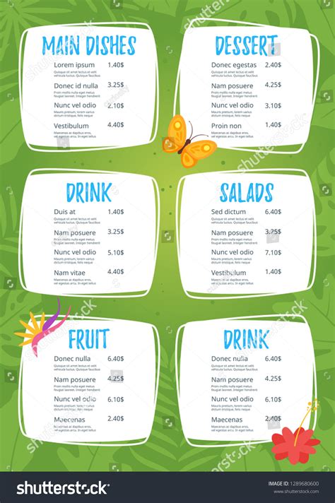 Kids Food Menu Design Template On Stock Vector (Royalty Free ...