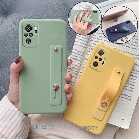 Wrist Strap Phone Holder Silicone Case For Xiaomi Redmi Note 10 Pro Max