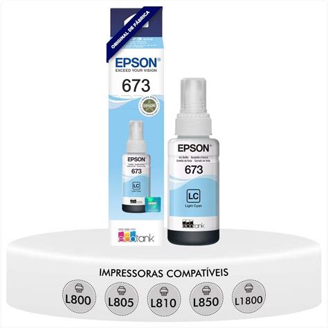 Tinta Original Epson 70ml Ciano Claro T673520 P L800 L805 L810 L1800