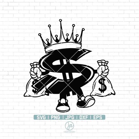 Money King Svg Money Bag Cut File Us Dollar Sign Clipart Rich Hipster