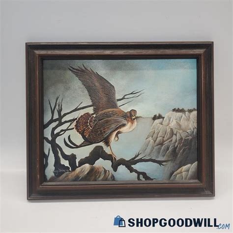 J Lovey Walmsley 1986 Painting Red Tailed Hawk Oil On Canvas Signed