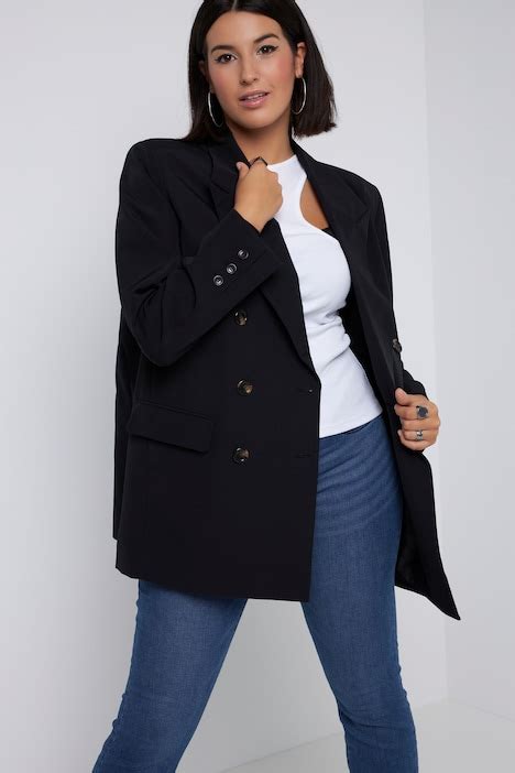 Blazer Coupe Straight Fit Double Rang E De Boutons Col Revers Et