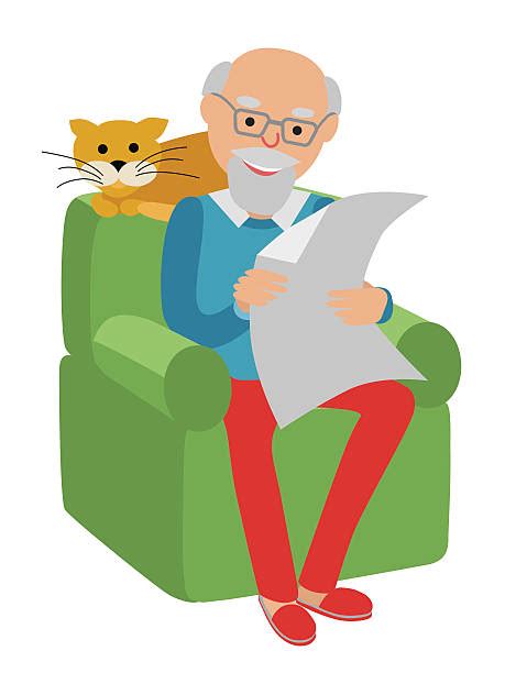 Royalty Free Old Woman Sitting In Armchair With Cats Clip Art Vector Images And Illustrations