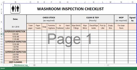 cleaning schedule template  excel