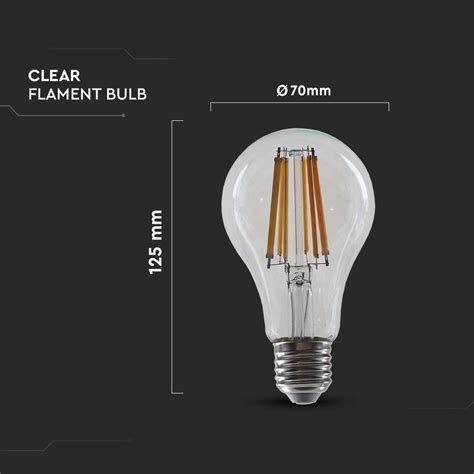 Żarówka LED dekoracyjna E27 A70 18W 3000K Filament VT 2328 ELED