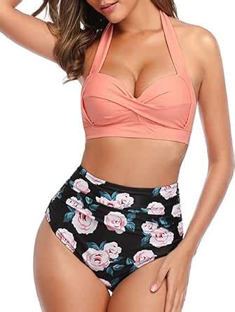 Umipubo Costume Da Bagno Donna Due Pezzi Push Up Bikini Vita Alta