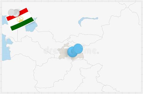 Map Of Tajikistan With A Pinned Blue Pin Pinned Flag Of Tajikistan