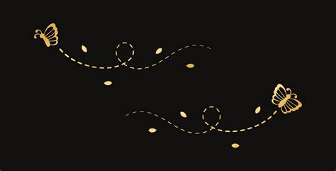 Gold Butterflies Set Golden Flying Butterfly With Dotted Line Route