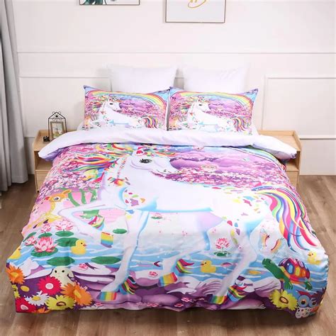 Unicorn Bedding Set Rainbow Duvet Cover Pillow Cases Twin Full Queen King Uk Double Au Single