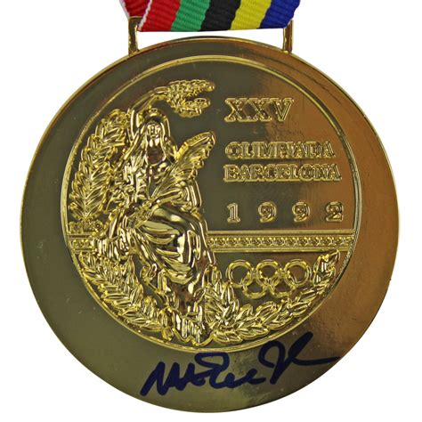 Magic Johnson Signed 1992 Dream Team Replica Gold Medal Inscribed "92 ...