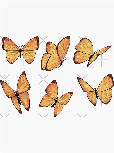 Yellow Butterfly Sticker Pack Sticker For Sale By Itsacuteart Redbubble