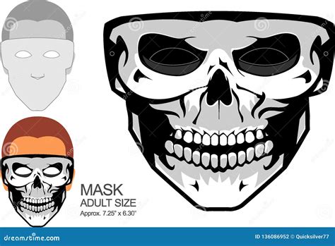 Skull Mask Actual Size Stock Vector Illustration Of Sign 136086952