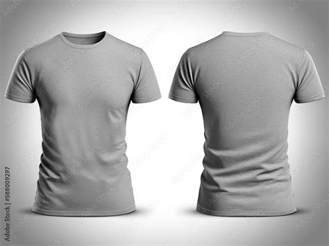 Grey T-shirt Front and back, Blank T-shirt Mockup Template For Design ...