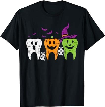 Teeth Ghost Pumpkin Witch Cute Dental Halloween Dentist Gift T Shirt