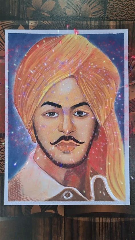 Sardar Bhagat Singh Drawing With Softpastel Color Drawings Artwork