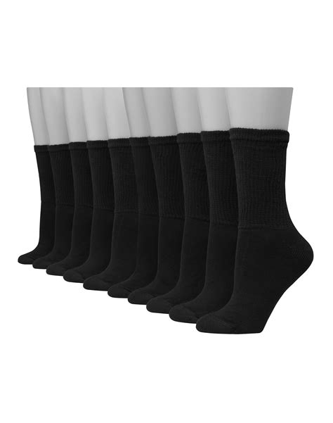 Hanes Womens Athletic Crew Socks Full Sole Cushion 10 Pairs Black 5 9