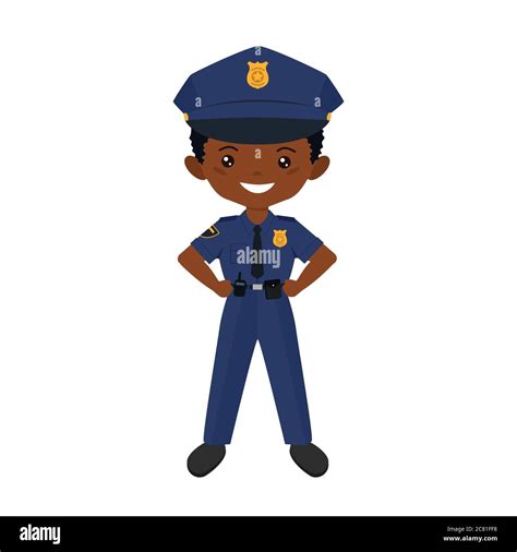 Chibi boy character in police uniform. Professions for children. Flat ...