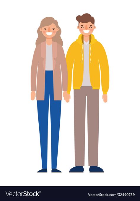 Woman And Man Cartoons Couple Smiling Royalty Free Vector