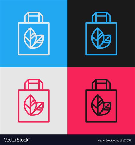 Color Line Paper Shopping Bag With Recycle Icon Vector Image