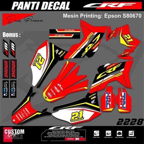 Jual STICKER NEW DECAL SUPERMOTO VARIASI MOTOR CRF 150 L FULL BODY