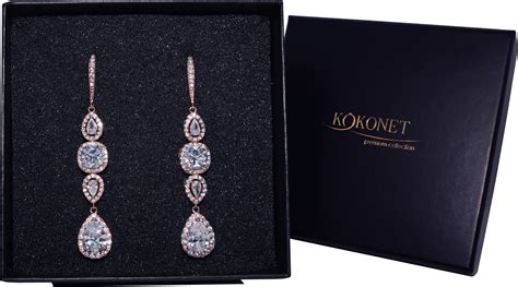 KOKONET WISZĄCE długie KOLCZYKI ślubne rose gold diamenty Ceny i