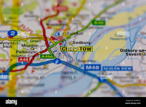 chepstow  surrounding areas shown   road map  geography map stock photo alamy