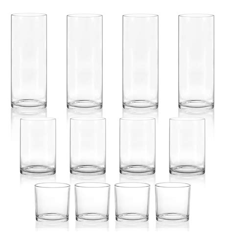 Pack Glass Cylinder Vases From Each Size Inch Tall