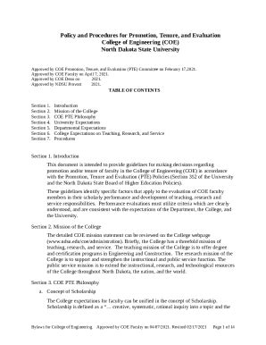 Criteria And Procedures For Promotion And Or Tenure Doc Template