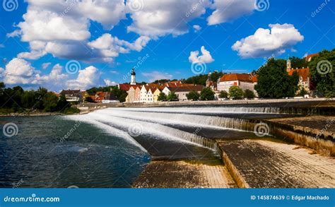 River Bank View of Landsberg am Lech, Germany Stock Image - Image of ...