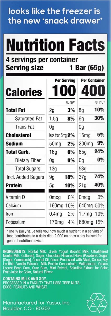 Yasso Mint Chocolate Chip Frozen Greek Yogurt Bars 4 Ct Shipt