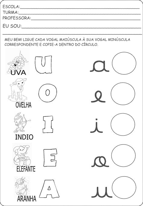 Ligue As Vogais Iguais - Atividades para Ligar as Vogais iguais - Desenhos Para Colorir