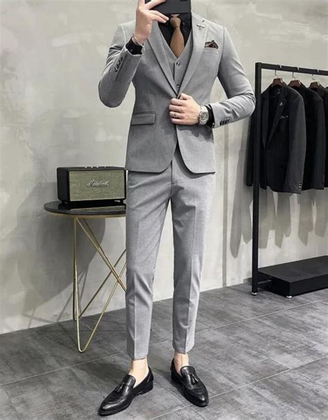 Terno Masculino Cinza Claro Slim Suits Compre Agora Online Shopping