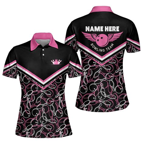 Lasfour Custom Womens Bowling Jersey Pink And Black Bowling Shirt