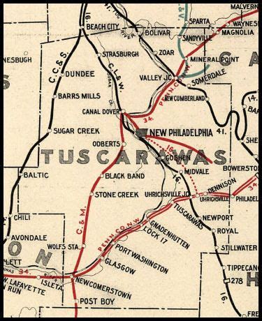 Map Of Tuscarawas County Ohio - Cities And Towns Map