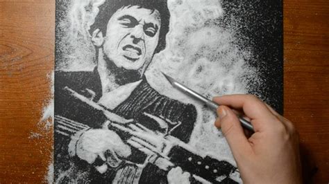 Drawing Al Apacino from Scarface in Sugar - YouTube