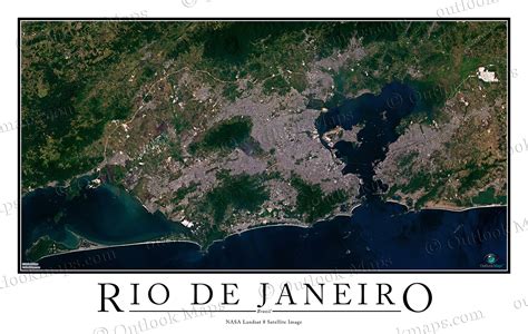 Rio de Janeiro, Brazil Satellite Map Print | Aerial Image Poster