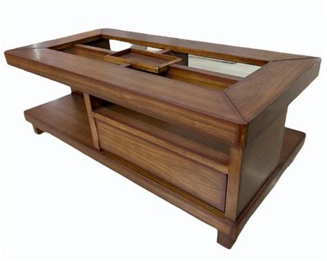 Teak Wood Rectangular Brown Wooden Center Table With Storage At Rs