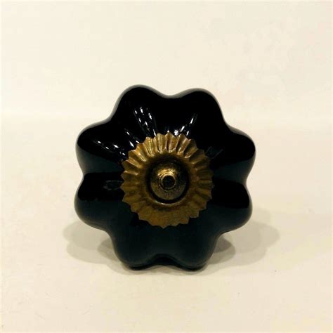 Classic Black Porcelain Cabinet Knobs Dresser Drawer Pulls 175 Inch