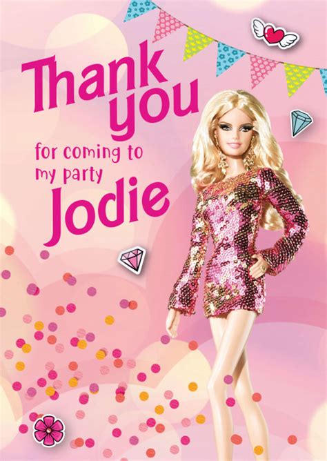 Barbie Thank You Cards Party Doodle