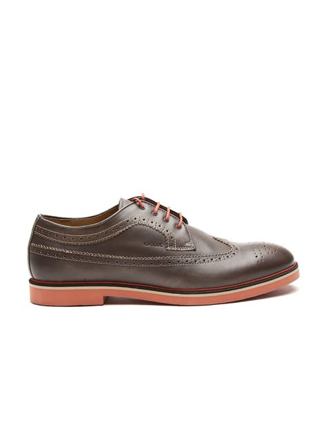 Buy GEOX Respira Men Brown Breathable Italian Patent Leather Brogues ...