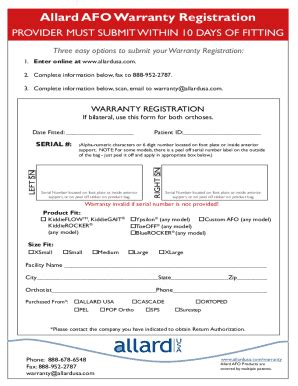 Fillable Online Fillable Online Warranty Registration Form Allard Usa