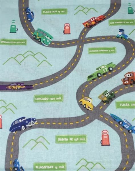 100 Cotton Disney Pixar Cars Travel Path Springs Creative Fabric Fq