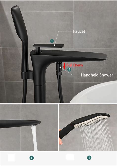 Floor Stand Bathroom Bath Faucet Luxury Brass Bathtub Hot Cold Water F Sanicanada