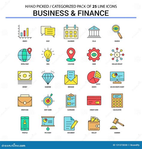 Business And Finance Flat Line Icon Set Business Concept Icons Stock