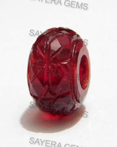 Rondell Red Garnet Lab Quartz Carved Large Hole Beads 8x14mm 5 Mm Hole